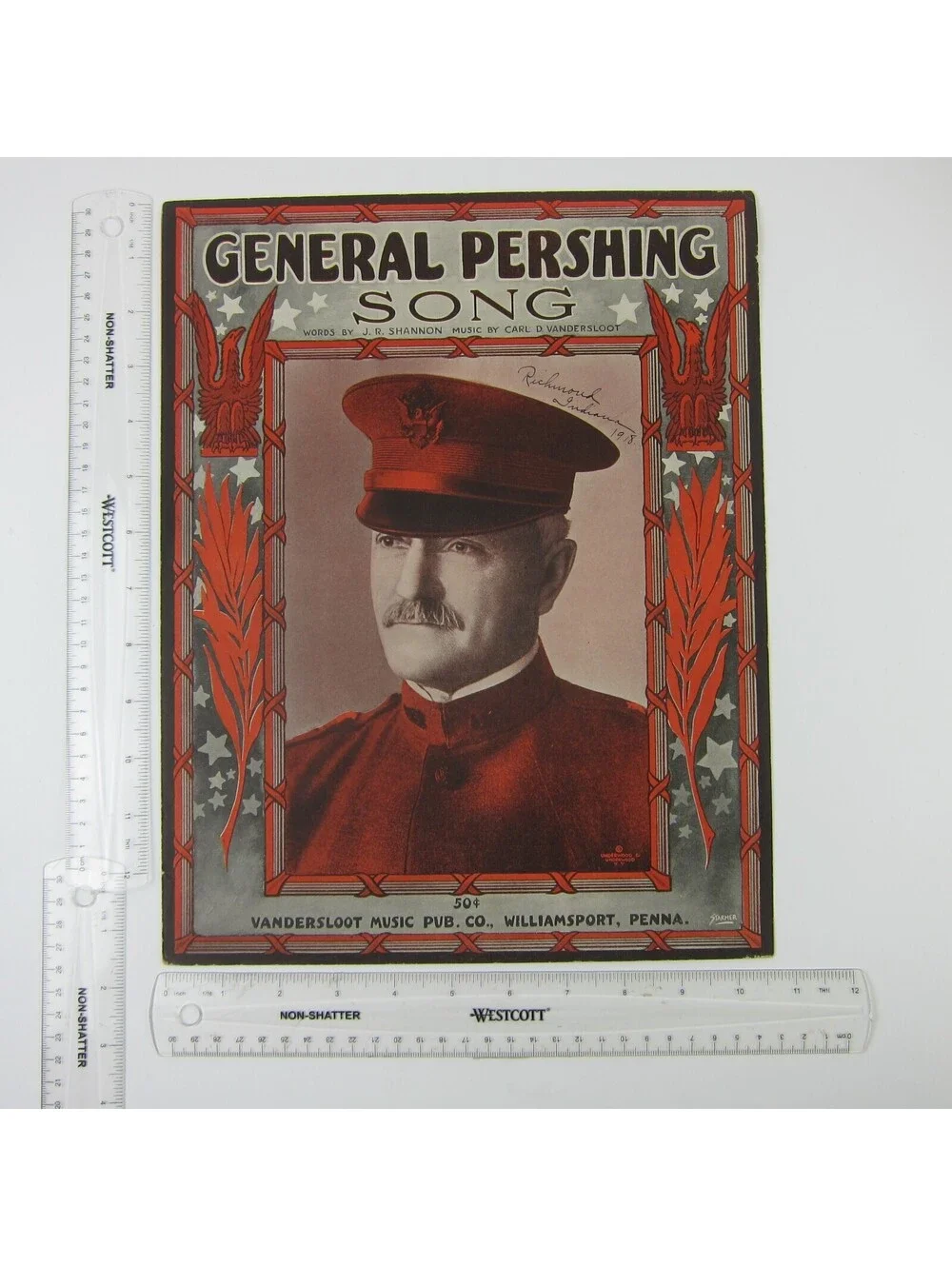 Sheet Music General Pershing One Step March Shannon Vandersloot WWI Antique 1918